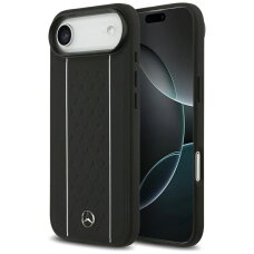 iPhone Air dėklas Mercedes Leather Star Pattern Stripes, MagSafe – juodas