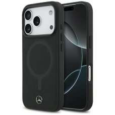 iPhone 17 Pro dėklas Mercedes Plain Smooth Leather su MagSafe – juodas