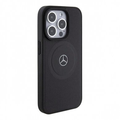 Mercedes Crossed Lines Pattern Leather MagSafe dėklas skirtas iPhone 15 Pro Max - Juodas 3