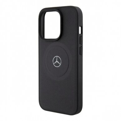 Mercedes Crossed Lines Pattern Leather MagSafe dėklas skirtas iPhone 15 Pro Max - Juodas 5