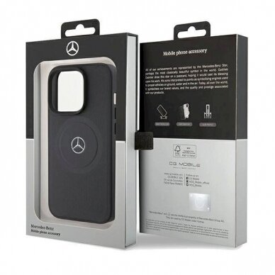 Mercedes Crossed Lines Pattern Leather MagSafe dėklas skirtas iPhone 15 Pro Max - Juodas 7