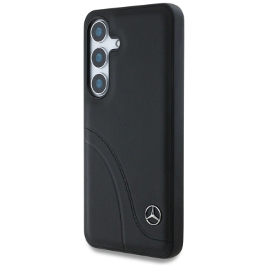 Mercedes Odinis Curved Stitches Dėklas skirtas Samsung Galaxy S25 - Juodas 1
