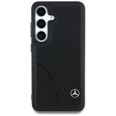 Mercedes Odinis Curved Stitches Dėklas skirtas Samsung Galaxy S25 - Juodas 2