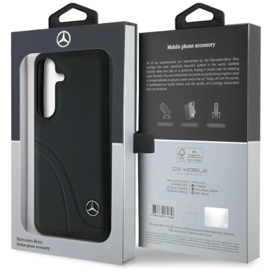 Mercedes Odinis Curved Stitches Dėklas skirtas Samsung Galaxy S25 - Juodas 7