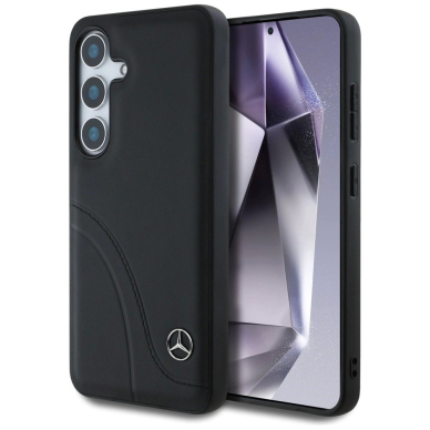 Mercedes Odinis Curved Stitches Dėklas skirtas Samsung Galaxy S25 - Juodas