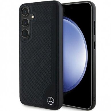 Mercedes Leather Debossed Line MagSafe Dėklas Samsung Galaxy S24+ - Juodas Mercedes Leather Debossed Line MagSafe Dėklas Samsung Galaxy S24+ - Juodas