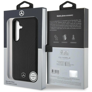 Mercedes Odinis Debossed Lines MagSafe Dėklas skirtas Samsung Galaxy S25 - Juodas 7