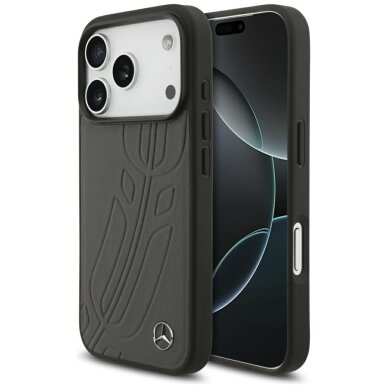 iPhone 17 Pro Mercedes odinis Large Laurel Leave dėklas su MagSafe – juodai pilkas