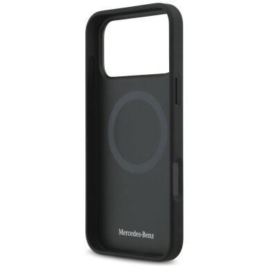 iPhone 17 Pro Max dėklas Mercedes Leather Large Laurel Leave, MagSafe – juodas 6