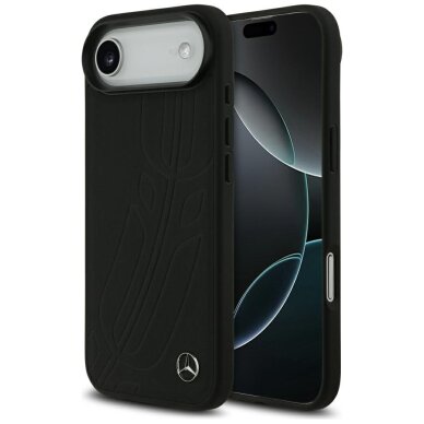 iPhone Air dėklas Mercedes Leather Large Laurel Leave, MagSafe – juodas
