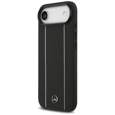 iPhone Air dėklas Mercedes Leather Star Pattern Stripes, MagSafe – juodas 1