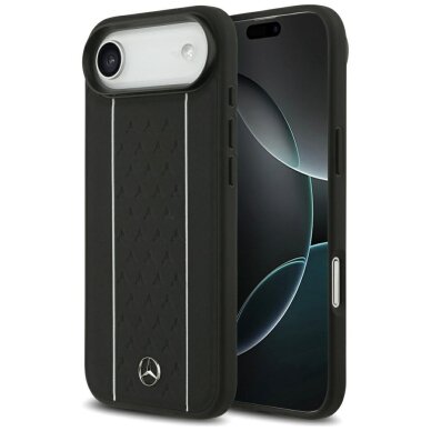 iPhone Air dėklas Mercedes Leather Star Pattern Stripes, MagSafe – juodas