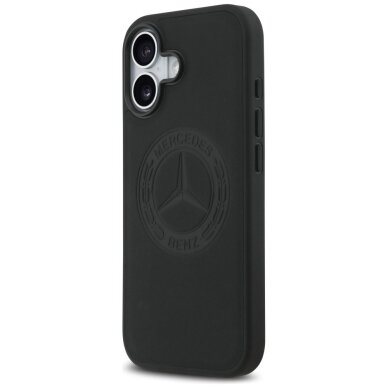 iPhone 17 dėklas Mercedes Leather Vintage Logo, MagSafe – juodas 1