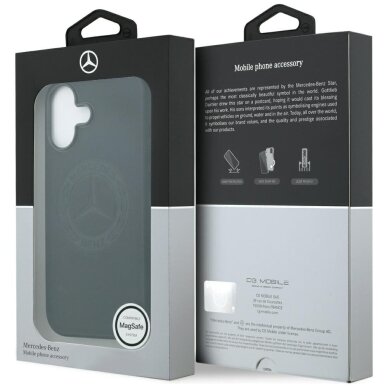 iPhone 17 dėklas Mercedes Leather Vintage Logo, MagSafe – juodas 7