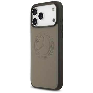 iPhone 17 Pro Max dėklas Mercedes Leather Vintage Logo, MagSafe – smėlio 1