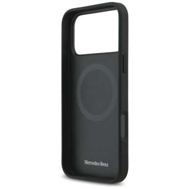 iPhone 17 Pro Max dėklas Mercedes Leather Vintage Logo, MagSafe – juodas 6