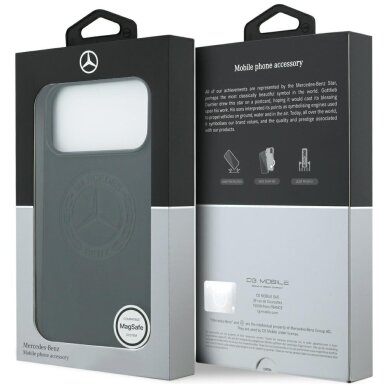 iPhone 17 Pro Max dėklas Mercedes Leather Vintage Logo, MagSafe – juodas 7