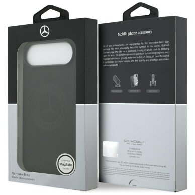 iPhone Air dėklas Mercedes Leather Vintage Logo, MagSafe – juodas 7