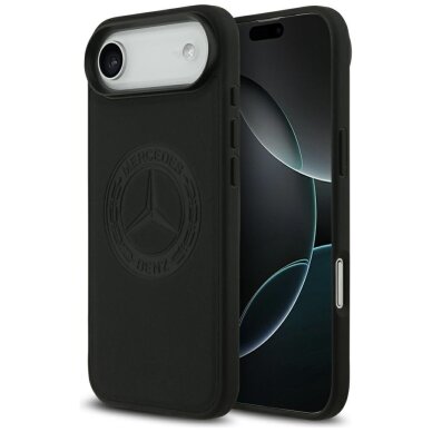 iPhone Air dėklas Mercedes Leather Vintage Logo, MagSafe – juodas