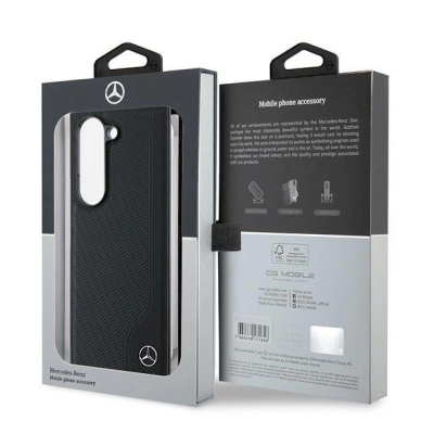 Mercedes Leather Wood Imitation MagSafe dėklas Samsung Galaxy Z Fold 6 - juodas 6 Mercedes Leather Wood Imitation MagSafe dėklas Samsung Galaxy Z Fold 6 - juodas 6