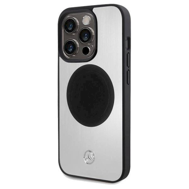 Mercedes Leather&Alu MagSafe dėklas skirtas iPhone 15 Pro - Pilkas Mercedes Leather&Alu MagSafe dėklas skirtas iPhone 15 Pro - Pilkas