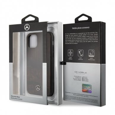Originalus dėklas Mercedes MEHCN65VWOBR iPhone 11 Pro Max hard case tamsiai rudas Wood Line Rosewood (cdx22) USC056 6