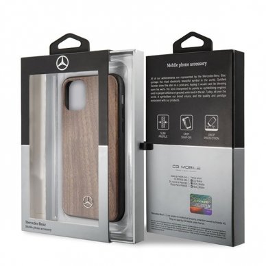 Originalus dėklas Mercedes MEHCN65VWOLB iPhone 11 Pro Max hard case rudas Wood Line Walnut (cdx22) USC056 5