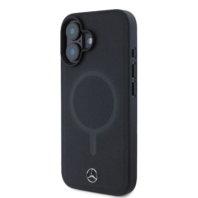 iPhone 16 – Mercedes Plain Smooth Leather MagSafe dėklas - Juodas 1