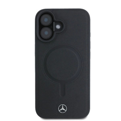 iPhone 16 – Mercedes Plain Smooth Leather MagSafe dėklas - Juodas 2