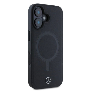iPhone 16 – Mercedes Plain Smooth Leather MagSafe dėklas - Juodas 3