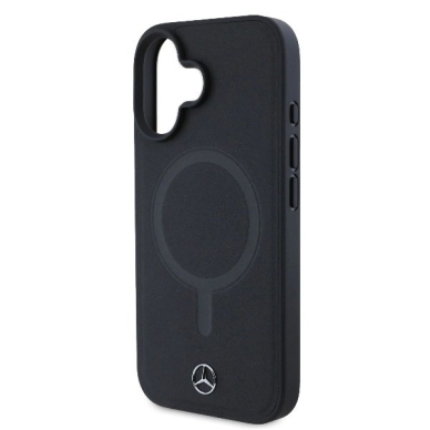 iPhone 16 – Mercedes Plain Smooth Leather MagSafe dėklas - Juodas 5