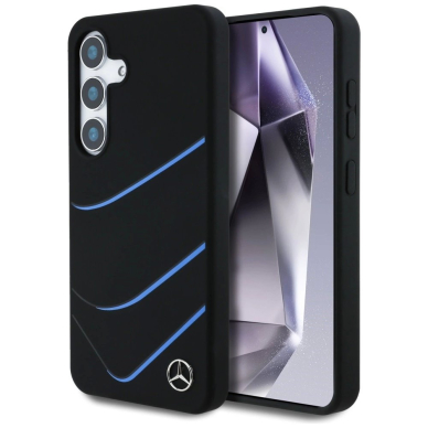 Mercedes Silikoninis Contrasted Curves MagSafe Dėklas skirtas Samsung Galaxy S25 - Juodas