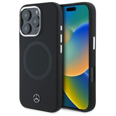 Dėklas Mercedes Silicone Tonal Logo MagSafe iPhone 16 Pro - Juodas Dėklas Mercedes Silicone Tonal Logo MagSafe iPhone 16 Pro - Juodas