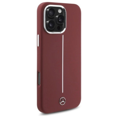 Dėklas Mercedes Silicone White Stripe MagSafe iPhone 16 Pro Max - raudonas 3 Dėklas Mercedes Silicone White Stripe MagSafe iPhone 16 Pro Max - raudonas 3