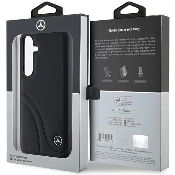 Mercedes Leather Curved Stitches Dėklas Samsung Galaxy S24 - Juodas 7 Mercedes Leather Curved Stitches Dėklas Samsung Galaxy S24 - Juodas 7