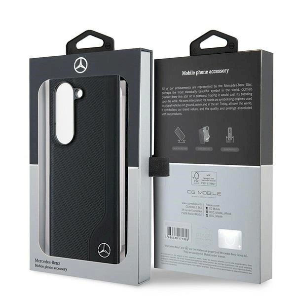Mercedes Leather Wood Imitation MagSafe dėklas Samsung Galaxy Z Fold 6 - juodas 6 Mercedes Leather Wood Imitation MagSafe dėklas Samsung Galaxy Z Fold 6 - juodas 6