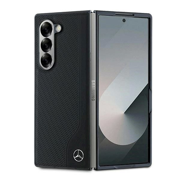 Mercedes Leather Wood Imitation MagSafe dėklas Samsung Galaxy Z Fold 6 - juodas Mercedes Leather Wood Imitation MagSafe dėklas Samsung Galaxy Z Fold 6 - juodas