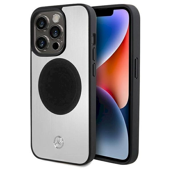 Mercedes Leather&Alu MagSafe dėklas skirtas iPhone 15 Pro - Pilkas 7 Mercedes Leather&Alu MagSafe dėklas skirtas iPhone 15 Pro - Pilkas 7