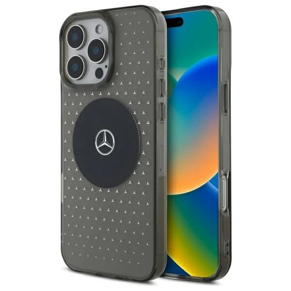 Dėklas Mercedes MB Star Pattern for iPhone 16 Pro - Juodas Dėklas Mercedes MB Star Pattern for iPhone 16 Pro - Juodas