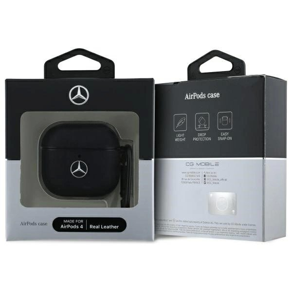 Mercedes MEA4CSLBK AirPods 4 cover Juodas/Juodas Odinis Metal Logo 2 Mercedes MEA4CSLBK AirPods 4 cover Juodas/Juodas Odinis Metal Logo 2