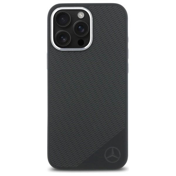 Dėklas Mercedes MEHMP16L23SUGDK iPhone 16 Pro 6.3 Juodas/Juodas hard Silicone Tonal Logo Wood Pattern MagSafe 2 Dėklas Mercedes MEHMP16L23SUGDK iPhone 16 Pro 6.3 Juodas/Juodas hard Silicone Tonal Logo Wood Pattern MagSafe 2