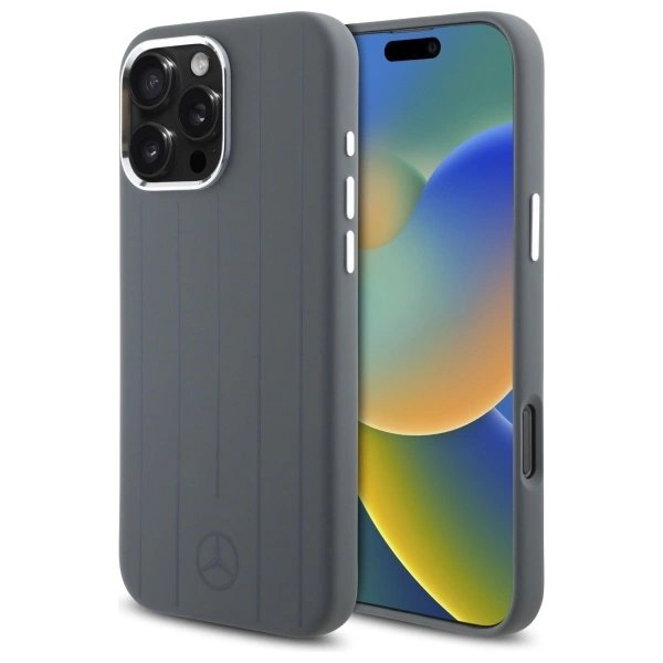 Dėklas Mercedes Silicone Vertical Tonal Stripes MagSafe iPhone 16 Pro Max - Pilkas Dėklas Mercedes Silicone Vertical Tonal Stripes MagSafe iPhone 16 Pro Max - Pilkas
