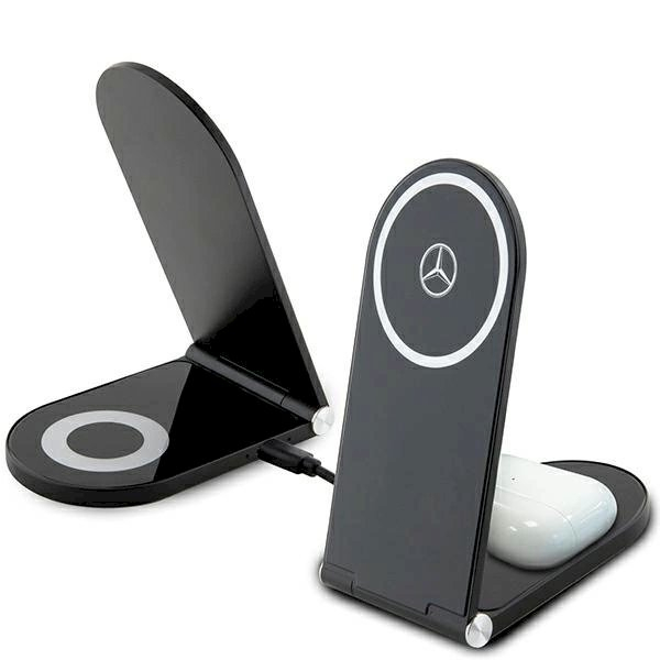 Mercedes Silver Stars MagSafe foldable 2in1 15W inductive Įkroviklis - Juodas 3 Mercedes Silver Stars MagSafe foldable 2in1 15W inductive Įkroviklis - Juodas 3