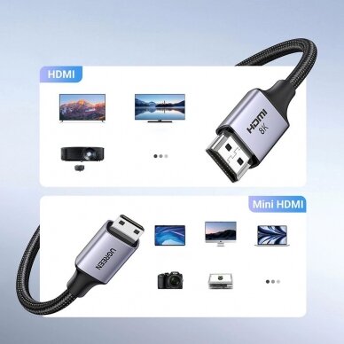 Mini HDMI cable - HDMI Ugreen HD163 8K 2m - gray 4