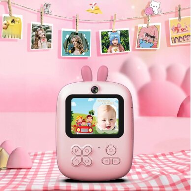Mini termoprinteris vaikams su kamera ir vaizdo funkcija – rožinis 3
