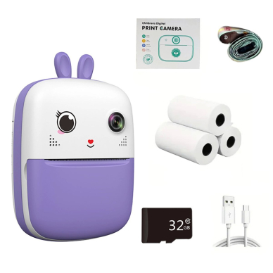 Mini Thermal Printer Spausdintuvas vaikams su kamera – violetinis 1