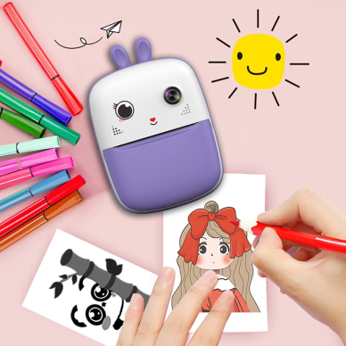 Mini Thermal Printer Spausdintuvas vaikams su kamera – violetinis 3
