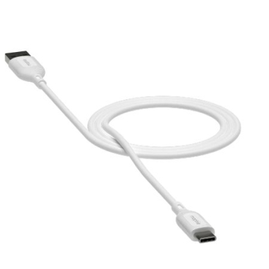 Mophie Charge Essentials USB-A / USB-C kabelis 1 m – baltas