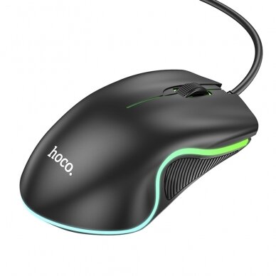 [Užsakomoji prekė] Mouse cu Fir USB, Lumini RGB, 1.4m, 1000 DPI - Hoco (GM19) - Juodos spalvos 1