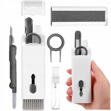 Multifunctional 7in1 cleaning kit for headphones and keyboard - gray
